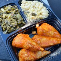 Buffalo drumstick, collard greens, Mac and cheese  at Elife in Capitol Heights