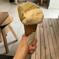 Pistachio and piña colada, amazing!!!  at Angelato in Prague