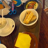 Child's hummus with flatbread and a slice of vegan cheesee  at Lounges - Martello Lounge in Clacton-on-sea