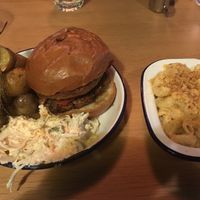 Christmas Seitan Burger (with facon and stuffing) with side of Mac and ‘Cheese’ at The Flying Duck in Glasgow