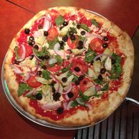 the vegan pizza with daiya cheese  at Landini's Pizzeria in San Diego