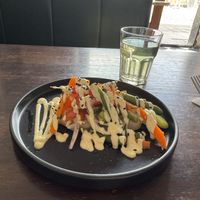 Fresh salad - the dressing was greatt  at Satiba Therapy Coffee Shop in Arequipa