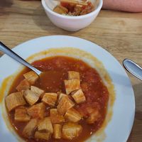 Tofu in tomato sauce - disgusting at Trang Sapa Kitchen in Lao Cai