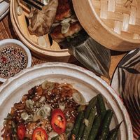 Vegan Yaki Udon & Mushroom Dumplings  at Tiger Wok in Hurghada
