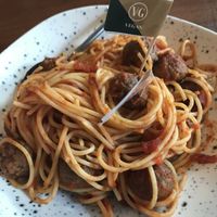 Spaghetti and vegan meatballs   at Bella Italia in Inverness