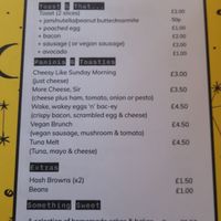 Brunch menu at Space Runcorn in Runcorn