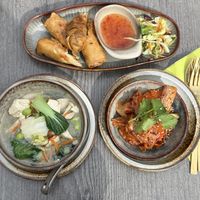 My order. Soup, Nem, Kimchi   at Udonge Vegan Cuisine in Potsdam