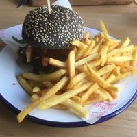 sweet n fiery burger at Junk Soul Smothered Bar & Grill in Beverley