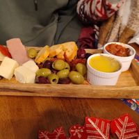 All vegan starter with raspberries, olives, sun dried tomatoes, pate, chutney at Junk Soul Smothered Bar & Grill in Beverley