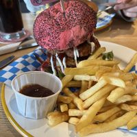 Jerk burger with pineapple   at Junk Soul Smothered Bar & Grill in Beverley