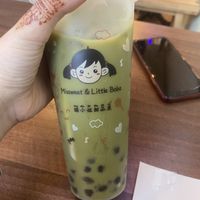 Matcha milk tea  at Little Boba Cafe in Sheffield