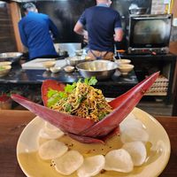 Cooking class banana blossom salad at ChuSu Kitchen in Lao Cai