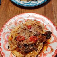 pappardelle al ragu + caserecce miso e pepe at V'italian in Copenhagen