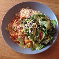 Not exactly sure what this dish is called but it was very good. It contains of sweet potatoes, sprouts, rice, leaves and much more.  at Gratitude Restaurant in Munich