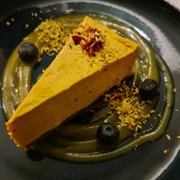Raw Golden Milk Cheesecake at Gratitude Restaurant in Munich