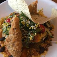 Grilled Avocado and Tempeh at Gratitude Restaurant in Munich