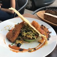 Deep fried tempeh at Gratitude Restaurant in Munich