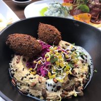 Falafel and hummus at Gratitude Restaurant in Munich