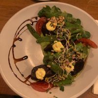 Roast beetroot with pea & edamame purée  at Gratitude Restaurant in Munich