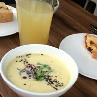 Soup of the lunch menu at Gratitude Restaurant in Munich