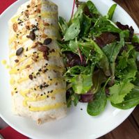 Burrito filled with rice, avo, and loads of other yummy stuff.  at Gratitude Restaurant in Munich