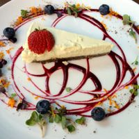 Raw cheesecake - super yummy, but with 5.50 Euro quite pricy for the size.  at Gratitude Restaurant in Munich