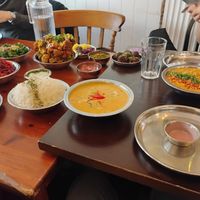 We shared the bottomless 12 dish Grande selection at £34pp, with unlimited herbal tea. at Amrutha - Honor Oak in South East London