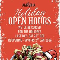 Xmas 2025 closure at Amrutha - Honor Oak in South East London