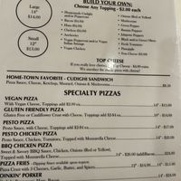 Menu  at Congress Pizza in Ishpeming