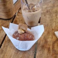 Vegan Biscoff Doughnut and Iced Oat Latte at Bakers Lane in Queenstown