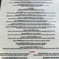 Menu  at Mezè in Washington