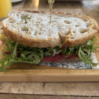 Avocado and beet hummus sandwich  at Botanica Bistrô in Rio De Janeiro