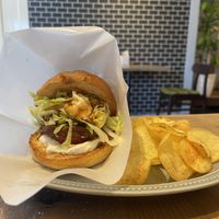Vegan Teriyaki Luna Burger w/ potato chips  at Luna Burger  in Kamakura