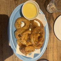 Onion rings with mustard dip  at Luna Burger  in Kamakura