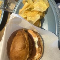 Massaman curry burger and house-made potato chips  at Luna Burger  in Kamakura