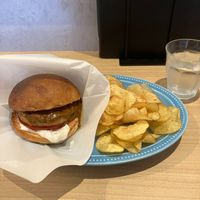 Massaman burger with chips at Luna Burger  in Kamakura