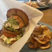 Hase Burger and freshly cooked hand-cut crisps  at Luna Burger  in Kamakura