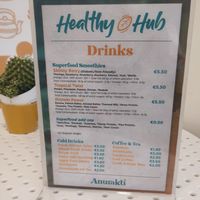 Drinks menu at Anurakti Healthy Hub - Qawra in St Pauls Bay