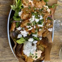 Plate with potatoes - Everything here was superb - Get it in bread though, I messed up my order and got it on the side  at Mopa Döner   in Paris