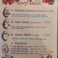 Salad menu at Taco Meister in Berlin
