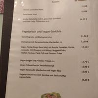 Speisekarte vegan at Moni's Hexenhäuschen in Braunlage