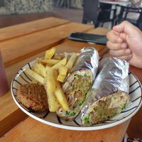 falafel wrap comes with fries at Jerusalem Food in Boquete