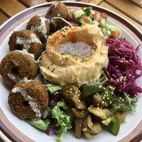 Falafels with hummus and salad   at Phyto Bistro in Nha Trang
