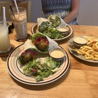 Wraps with Milk tea and ginger ale. Yum  at Phyto Bistro in Nha Trang