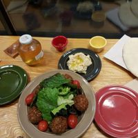 Hummus, falafel and salad set at Jack's Bean in Seoul