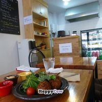 Falafel salad, and the desktop at Jack's Bean in Seoul
