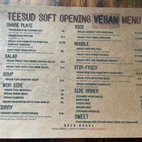 vegan menu (must ask)   at Tee Sud Thai Rustic and Bar in Snohomish