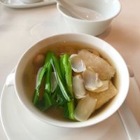 Double boiled vegetable soup at Lung King Heen in Hong Kong Island