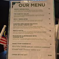 Larger menu at The Habitat Cafe and Retail in Penang