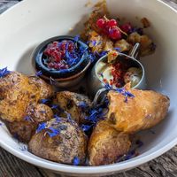 Vegan sausage, Sauerkraut, potatoes at Valhalla Wine & Coffee, kafejnīca in Liepaja